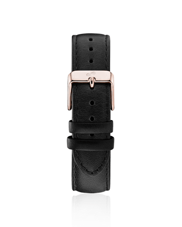 Black leather strap - Rose gold Strap | Oliver Green